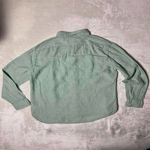 Baird McNutt Irish Linen Camp Shirt Men's XL J Crew Slim Fit Pale Mint Green - Picture 4 of 7